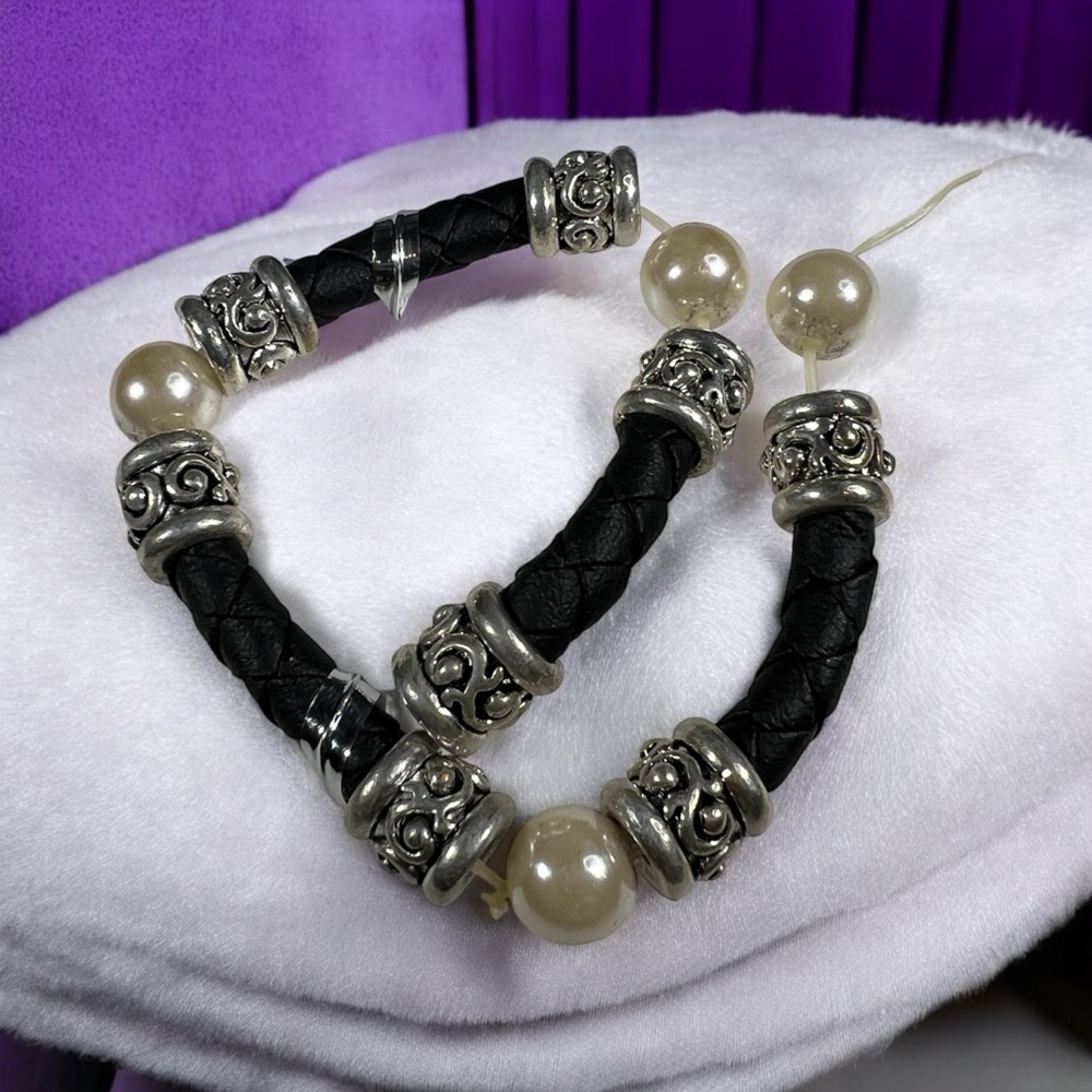 Retro Vintage beaded Faux Pearl Broken Stretch Bracelet Crafting Jewelry Making